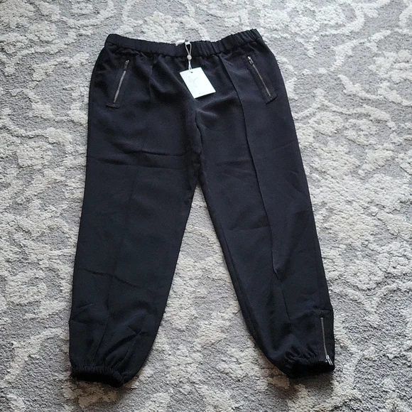 Joie Black Charlet Crepe Jogger Pants Medium New